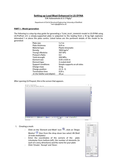 (PDF) Setting up Load Blast Enhanced in LS-DYNA