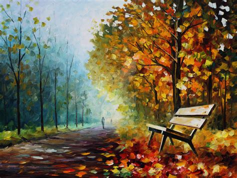 Autumn park by Leonid Afremov by Leonidafremov on DeviantArt