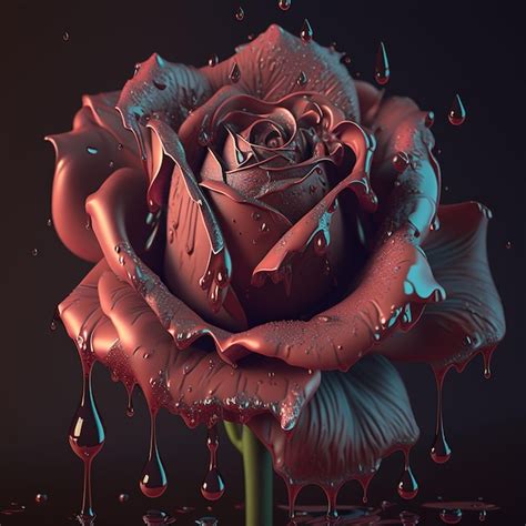 Una Rosa Roja Con Gotas De Agua Foto Premium