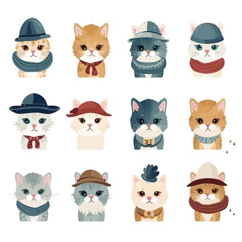 Premium Vector | Cute cat stickers for kids