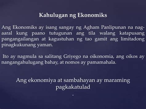 Aralin 1 Kahulugan At Kahalagahan Ng Ekonomiks