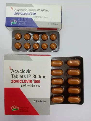 ZOVICLOVIR 200 800 MG ACYCLOVIR TABLET Packaging Type Strip