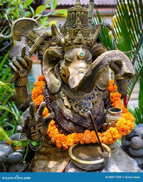 An Ornate Statue Of Ganesha With A Swastika On His Hand 2 Stock Image