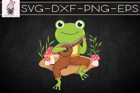 Cottagecore Aesthetic Frog Playing Banjo Graphic By Turtle Rabbit