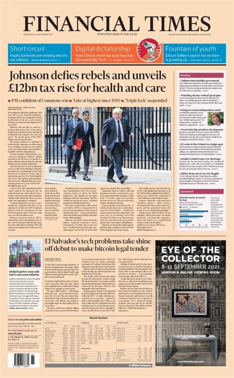 Financial Times Front Page 8th Of September 2021 Tomorrow S Papers Today