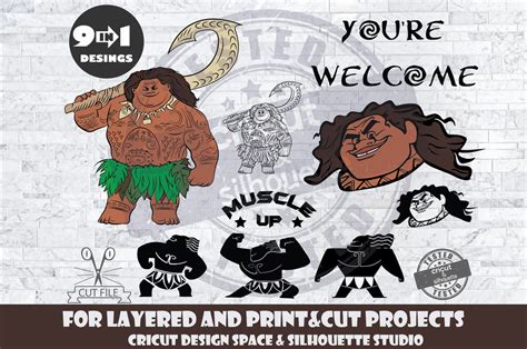 Moana Svg Maui Bundle Svg Design Files For Cricut Silhouette Cut Files Layered And Printandcut