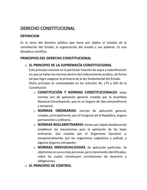 Derecho Constitucional Resumen Derecho Constitucional Definicion Es La Rama Del Derecho