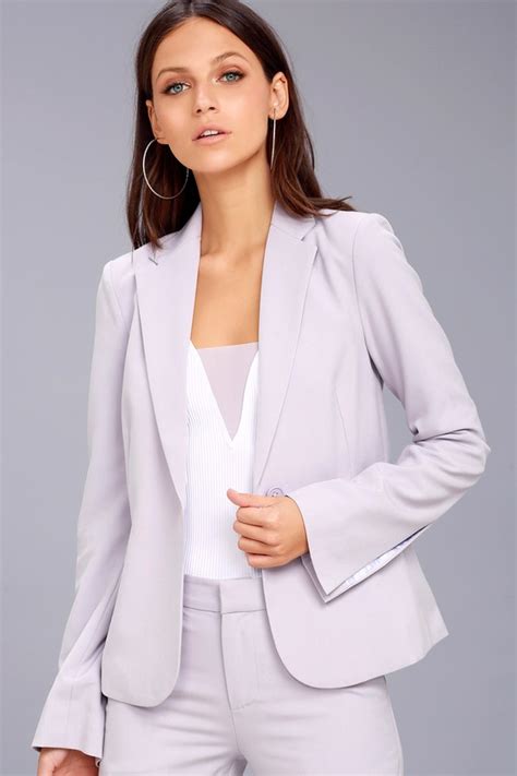 Chic Lavender Blazer Office Blazer Slit Cuff Blazer Lulus