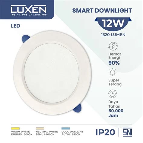 Luxen LED Smart Downlight Round Series 12 Watt Lazada Indonesia