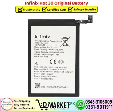 infinix hot  original battery  health  stock