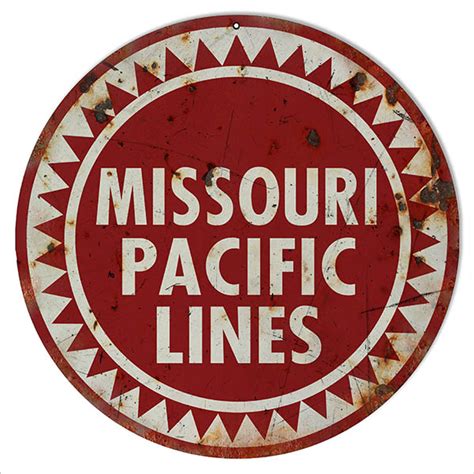 Distressed Missouri Pacific Lines Railroad Sign 14 Round - Reproduction ...