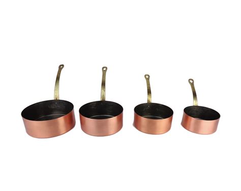 Vintage Copper Saucepan Set of 4 With Brass Handles Copper - Etsy