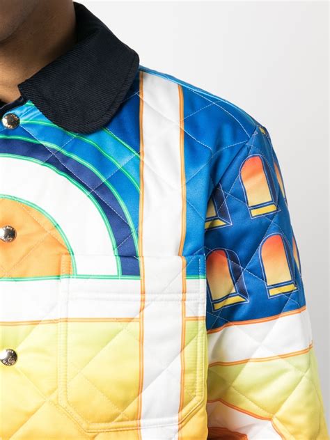 Casablanca Corduroy Collar Quilted Satin Jacket In Multicolor Modesens