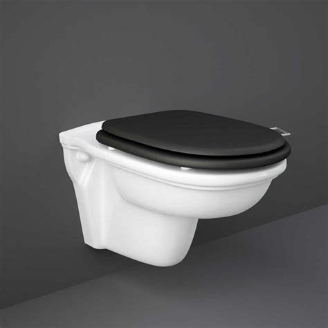 RAK Ceramics Washington Wall Hung Rimless WC With Soft Close Seat Black