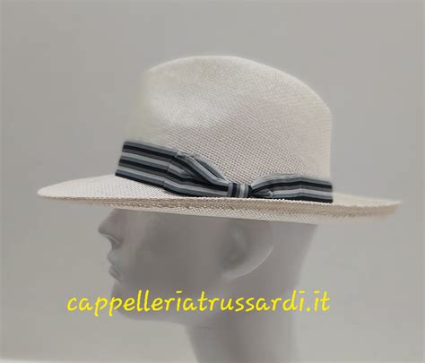 Cappello Uomo Paglia Tesa Larga Bianco Traforato Made In Italy Misura