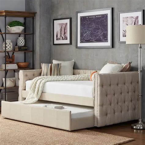 Humblenest Homestead Tufted Upholstered Twin Daybed With Trundle Daybed With Trundle Twin