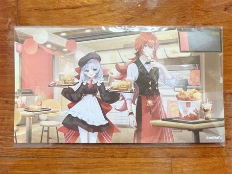 Official Genshin Impact X KFC Collab Diluc Stand Postcard Hobbies