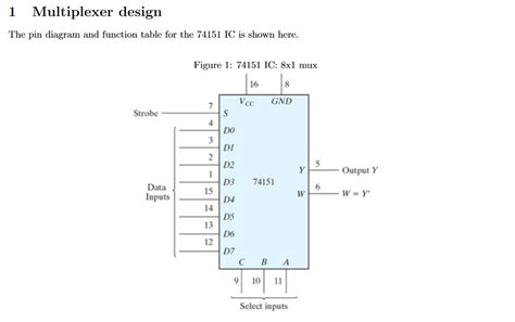 1 Multiplexer design The pin diagram and function | Chegg.com