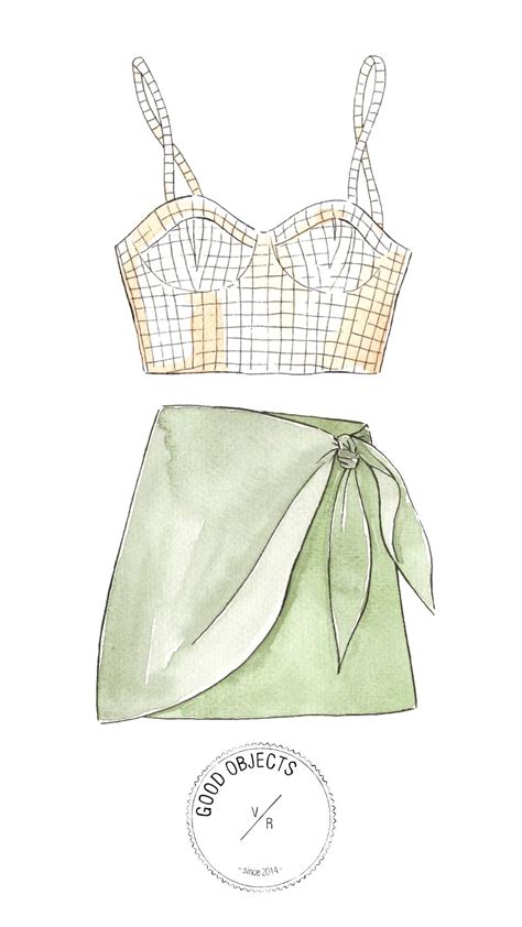 Good Objects Crop Top And Wrap Skirt Watercolor Illustration In 2020