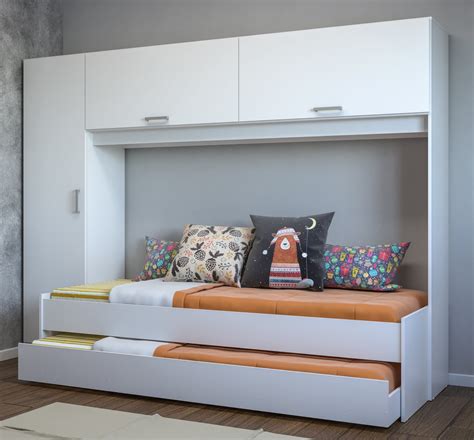 Guarda Roupa Que Encaixa A Cama - Guarda-roupa Solteiro 2 em 1 com Cama Embutida e Auxiliar Branco ...