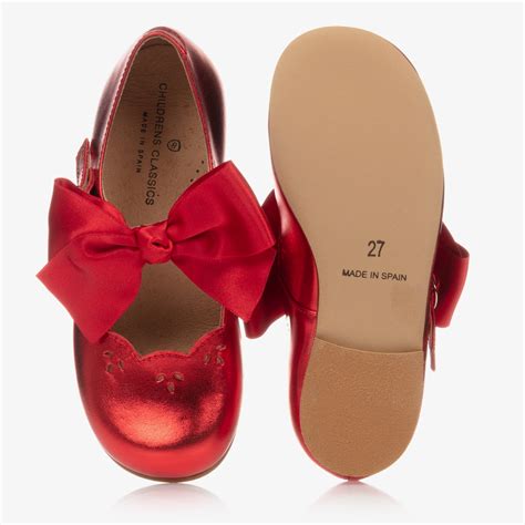 Childrens Classics Metallic Red Leather Shoes Childrensalon