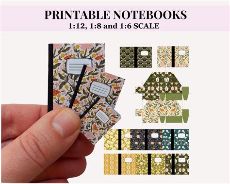 Miniature Composition Notebooks and File Holders, Printable DIY - Etsy