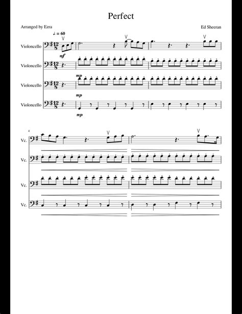 Perfect Ed Sheeran Sheet Music For Cello Download Free In Pdf Or Midi