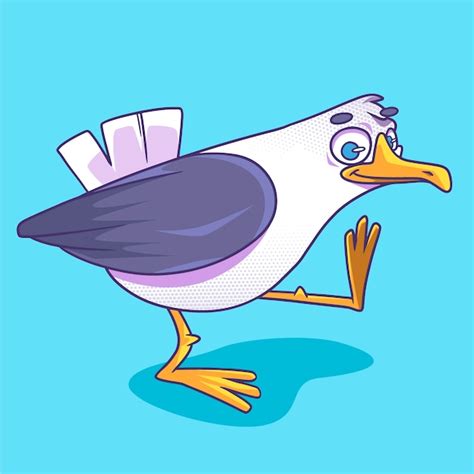 Premium Vector Hand Drawn Seagull Cartoon Illustration