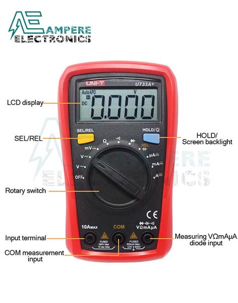 UT33A Plus Digital Multimeter Palm Size Auto Range UNI T Ampere