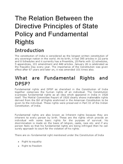 The Relation Between The Directive Principles Of State Policy And