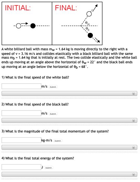 Solved Initial Final A White Billiard Ball With Mass Chegg