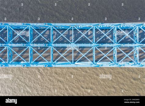 aerial view  truss railway bridge  yangtze river stock photo alamy