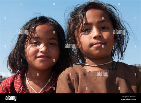 Nepali Girls Portrait Kathmandu Nepal Stock Photo Alamy