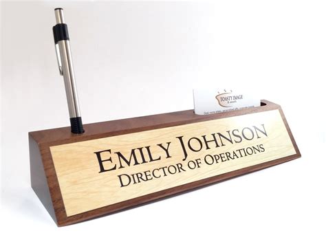 Custom Wooden Desk Name Plate Card Holder New Job Gift Office Desk