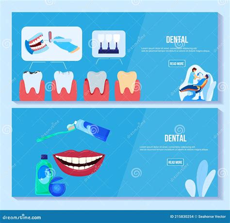 Dentistry Banner With Flat Icons Cartoon Vector CartoonDealer