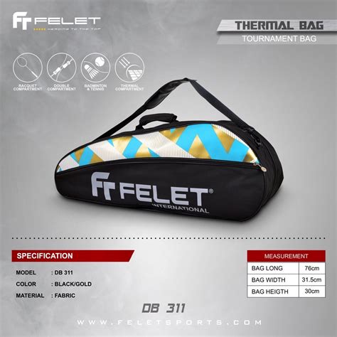 Felet Orginal Double Compartment Badminton Racket Bag With Thermal