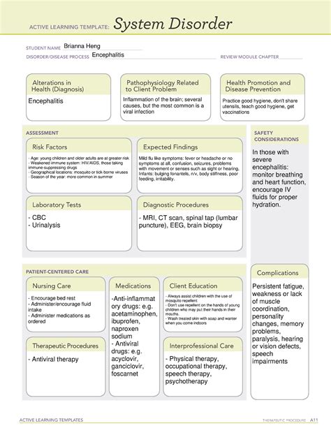 Encephalitis - ACTIVE LEARNING TEMPLATES THERAPEUTIC PROCEDURE A System ...