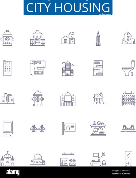 City Housing Line Icons Signs Set Design Collection Of Urban