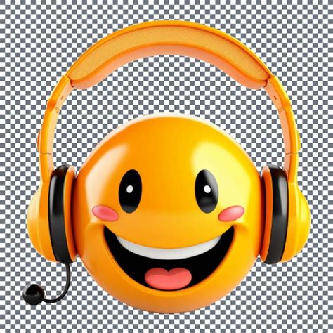 Ícone de emoji sorridente fones de ouvido em um fundo transparente