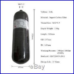 Firefighter 6 8L 4500Psi Black Carbon Fiber PCP Cylinder High Pressure