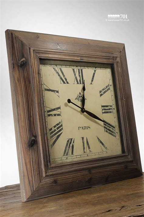 New Large Square Wood Effect Wall Clock In An Antique Style