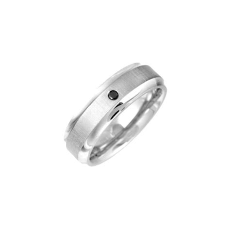 Titanium Flat Court Matt Center 005ct Round Diamond 7mm Ring