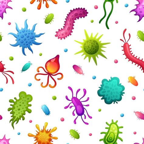 Premium Vector Microbes Pattern Cartoon Microbe And Infectious