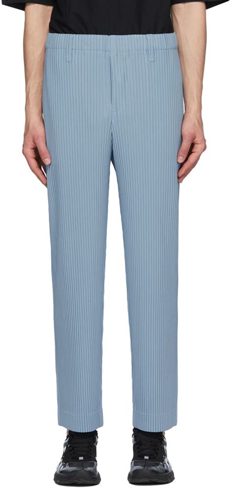 Homme Pliss Issey Miyake Blue Tailored Pleats Trousers Ssense Canada