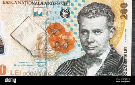 Romanian Lei Currency Banknote Ron Money European Currency Stock Photo