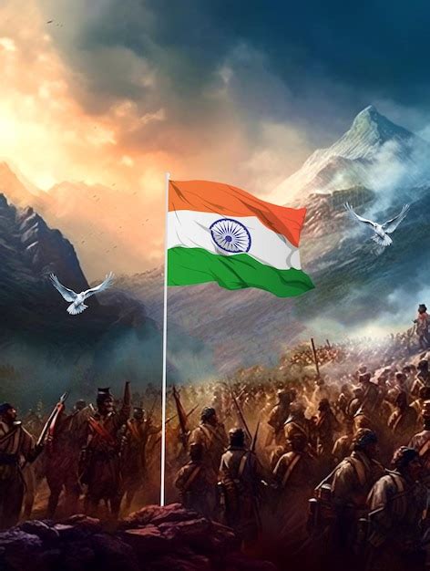 Premium AI Image | India Independence Day banner with freedom fighters ...