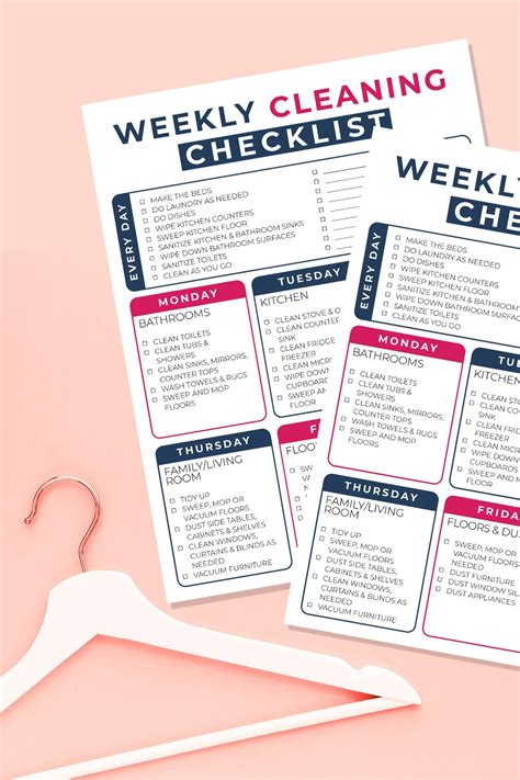 Weekly Cleaning Schedule Printable Cleaning Checklist Etsy Weekly