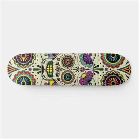 Sugar Skull Art Day Of The Dead Skateboard Zazzle