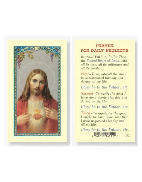 Holy Card Laminated Daily Prayer For Neglects Reillys Church Supply And T Boutique