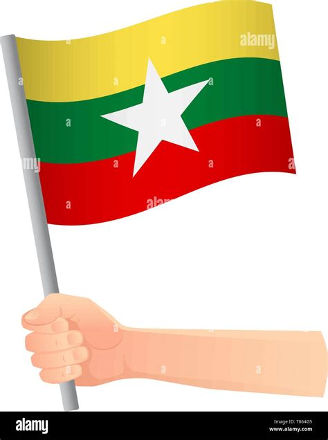 Myanmar Flag In Hand Patriotic Background National Flag Of Myanmar